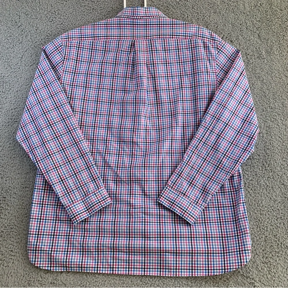 Van Heusen Shirt Men's XXL Classic Fit Long Sleeve Flip Cuff Button Up Pink Blue